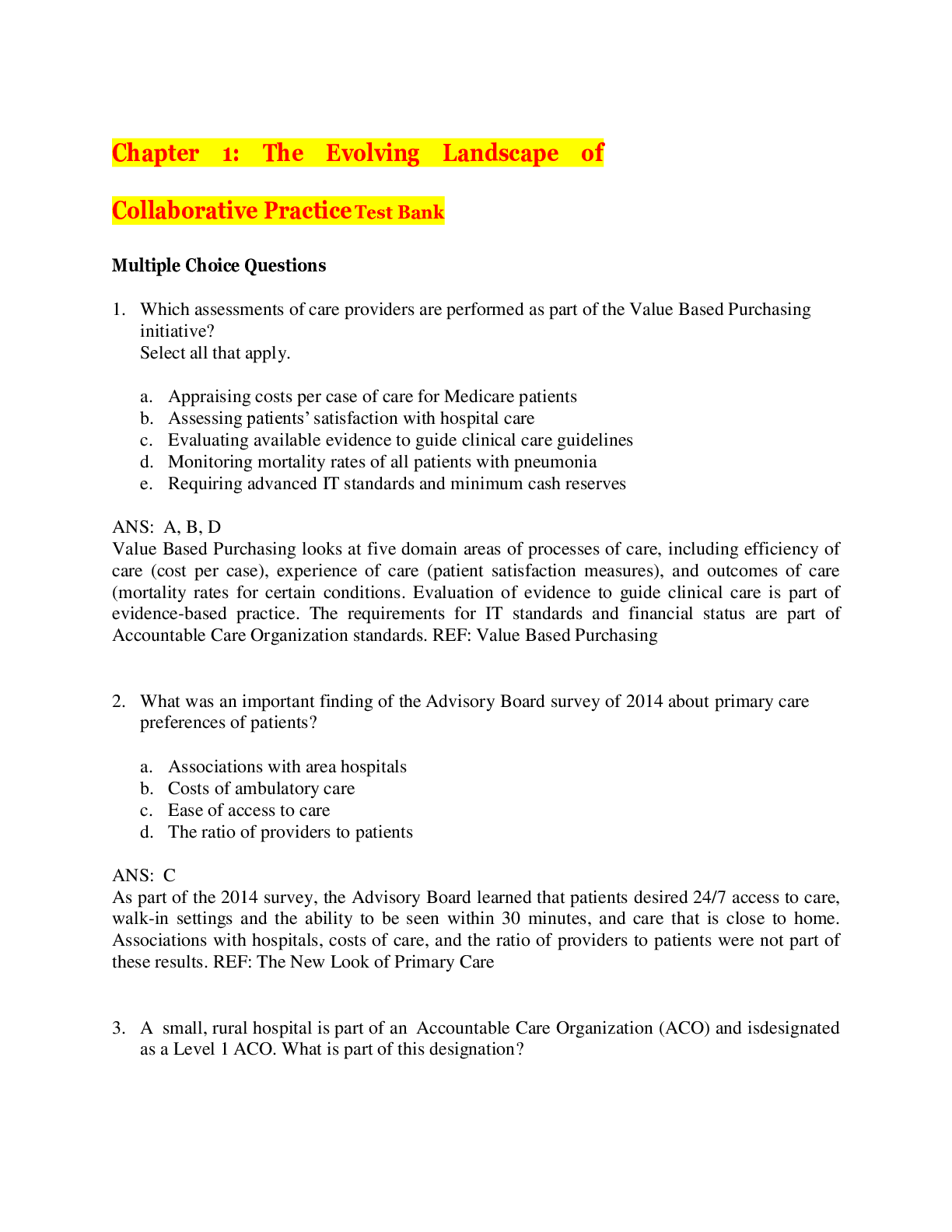 Recommended document preview for Test Bank-Fundamentals of Nursing-Updated 2021-Buttaro Primary Care-A Collaborative Practice